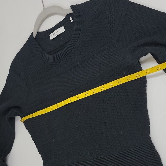 Sandro Diamond Knit Long Sleeve Fit and Flare Mini Dress - Picture 10 of 12